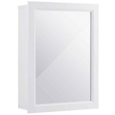Tangkula Bathroom Mirror Cabinet Two Shelves Adjustable Storage Cupboard White