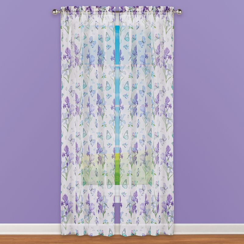Collections Etc Sheer Floral Butterfly Panel, 2 of 4