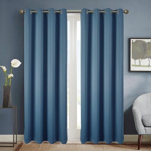 Olivia Gray Anchorage Blackout Single Grommet Curtain Panel Pair - 54x63", Blue - 1 of 4