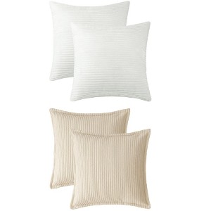 REGALWOVEN 4 Pcs Solid striped Modern Couch Sofa Home Pillow Covers 18" x 18" - 1 of 4