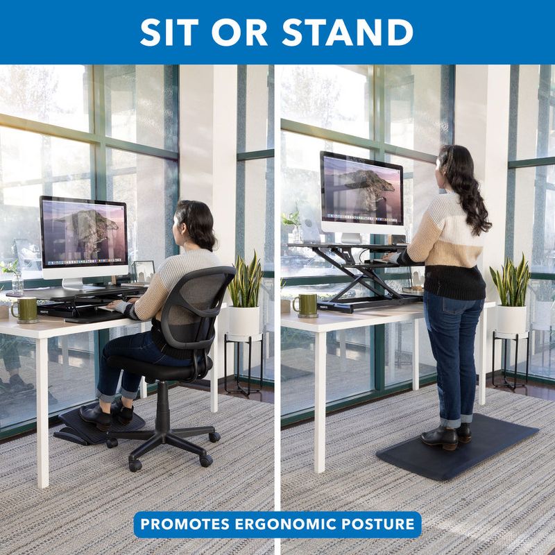 Mount-It! Height Adjustable Stand Up Desk Converter | 38 Wide Tabletop Standing Desk Riser with Gas Spring & Keyboard Tray Fits Two Monitors | Black, 2 of 10