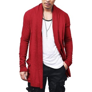 COOFANDY Men's Ruffle Shawl Collar Cardigan Open Front Lightweight Long Length Drape Cape Overcoat with Pockets S-XXXL - 1 of 4