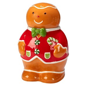 72oz Earthenware Holiday Magic Gingerbread 3-D Cookie Jar - Certified International - 1 of 3