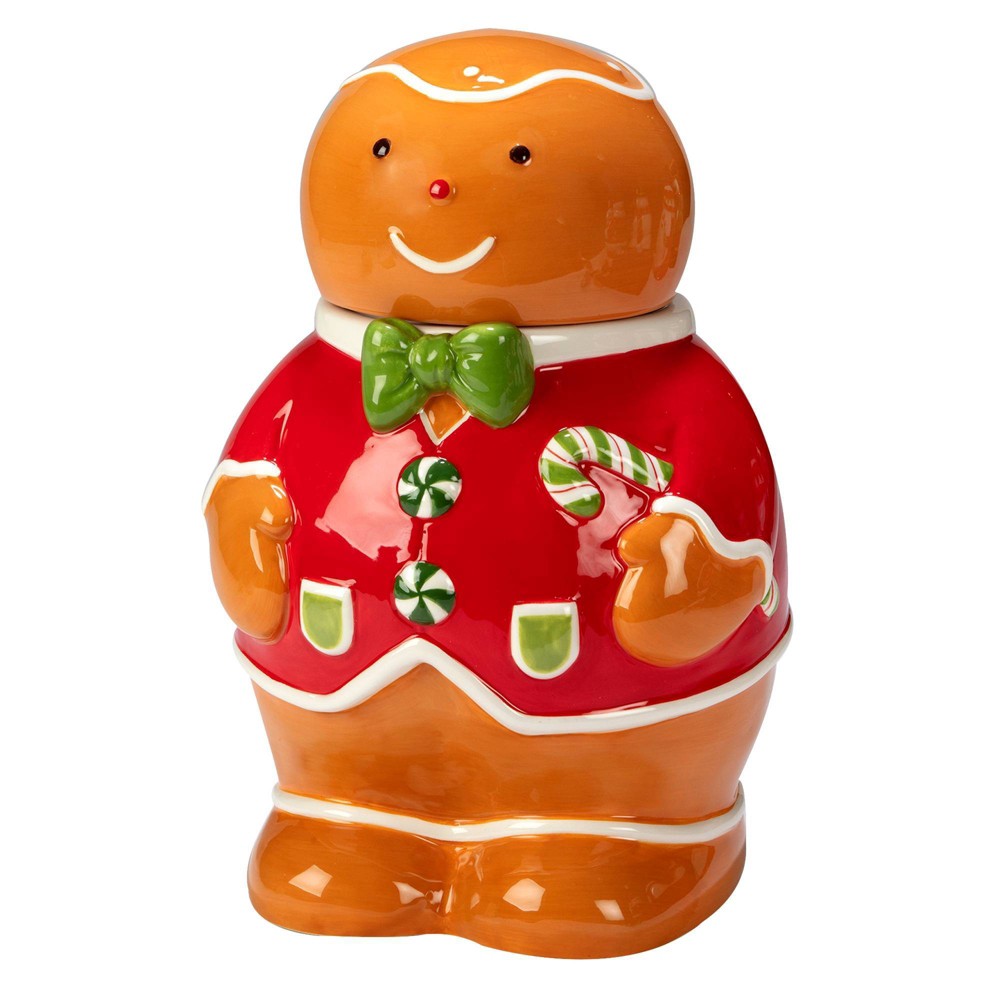 72oz Earthenware Holiday Magic Gingerbread 3-D Cookie Jar - Certified International