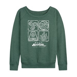 Women's - Avatar: The Last Airbender - Four Elements Inverse Lightweight French Terry Wide Neck Long Sleeve Shirt - 1 of 4