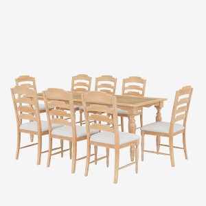 YOOCOZZ Vintage 9-Piece Dining Set with 82.7-Inch Extendable Table- Natural - 1 of 4