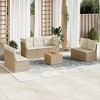 vidaXL 8 Piece Patio Sofa Set with Cushions Beige Poly Rattan - 5x Middle + Table + 2x Corner - 2 of 4