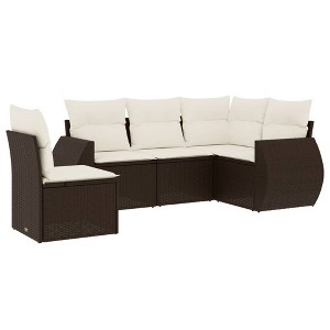 vidaXL Garden Sofa Set Brown, Cream White - 1 of 4