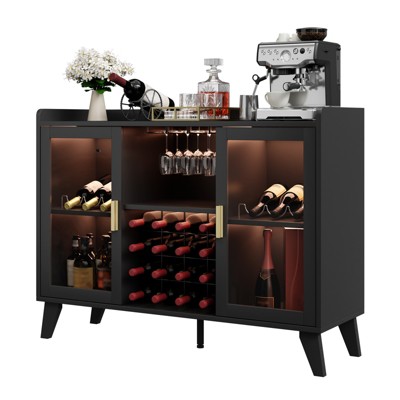 47In Large Bar Wine Cabinet, Wide Wine Cabinet Storage Cabinet with LED Light Shelf and Acrylic Door, Suitable for Home Kitchen Living Room