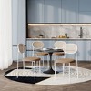LeisureMod 5-PC Dining Set - 36" Round Dining Table Sintered Stone Top & Black Pedestal, 4 Velvet Dining Chairs in White Steel Legs - 2 of 4
