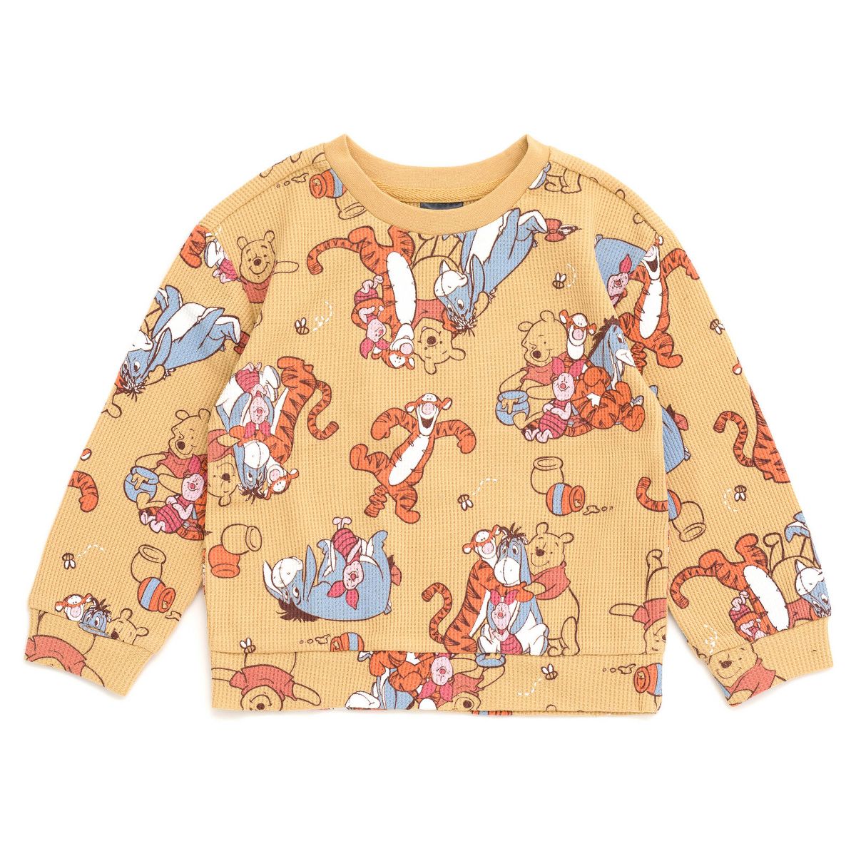 Disney Winnie the Pooh Waffle Knit Sweatshirt Pants Outfit Set Newborn to Infant - thumbnail 3