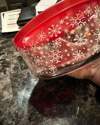 Christmas Snowflake Glass Food Storage Container Red - Wondershop