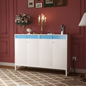 Aheaplus Storage Buffet Cabinet with Adjustable Shelves, Coffee Bar with Charging Station, LED Light - 1 of 4