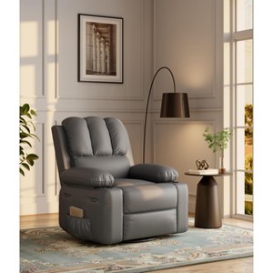 Recliner Chair with 360° Swivel & Rocker, PU Leather Recliner with 2 Cup Holders & Side Pocket, Soft Lazy Boy Chair for Living Room, Bedroom & Nursery - 1 of 4