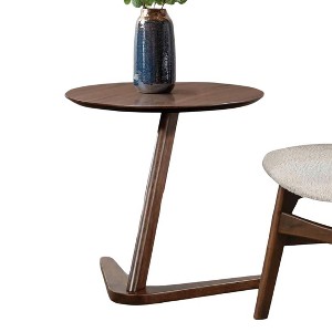 Vynxaria Mid-Century Modern Accent Side Table Solid Wood, Engineered Wood & Wood Veneer, Walnut Finish - 1 of 4