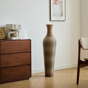 Grungis 39 Inch Brown Flower Vase,Rattan Look Tall Decorative Vase Freestanding Flower Holder for Home Decor, Classic Modern Farmhouse Style,Grey - 1 of 4