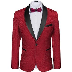 COOFANDY Men's Floral Tuxedo Suit Jacket Slim Fit Dinner Jacket Party Prom Wedding Blazer Jackets - 1 of 4