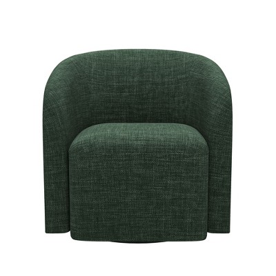 Green Swivel Barrel Accent Chair, Upholstered 360° Rotating Armchair for Living Room, Bedroom, Office, or Waiting Area – No Assembly Needed