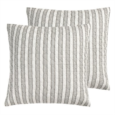 Tanzie Grey Euro Sham Set of 2 - Grey & White - Levtex Home