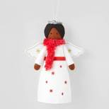 Fabric Angel in White Dress with Scattered Red Snowflakes Christmas Tree Ornament - Wondershop™