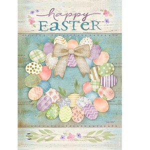 Briarwood Lane House Flag 40x28 For Outdoor Pastel Easter Wreath For Easter House Flag - 1 of 4