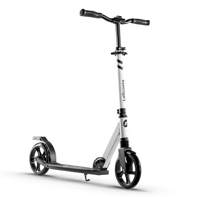 LaScoota Kick Scooter for Adults & Teens. Lightweight Foldable Adult Scooter with Large 8" Wheels, Black & White