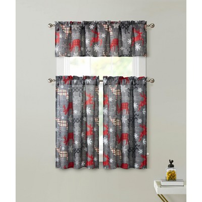 5 Pc Kitchen Curtain Set-Valance Swag Choice Of 24" Or 36 Tier Pair Rosemary 6631d5142fd49abc6ec8aeb7
