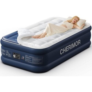 Twin Air Mattress Pump & Quilted Topper, 20" High, 450 lb Support, Fast Inflate for Guests - 1 of 4