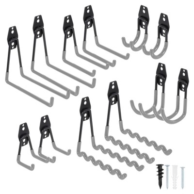 Unique Bargains Slat Wall Garage Lawn Yard Garden Hanging Organizing Storage Hooks 12 Pcs