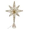 Kurt Adler 19.7-Inch Battery Operated LED Lighted 8-Point Gold Metal Star Tree Topper - 3 of 4