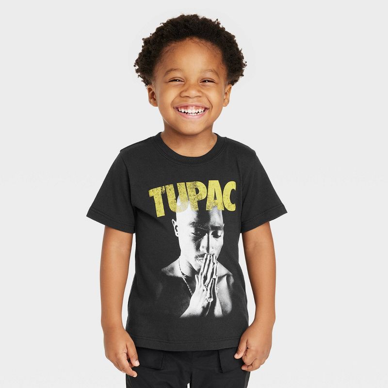 Toddler Tupac Solid Short Sleeve T-Shirt - Black, 1 of 10