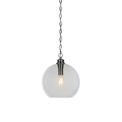 Toltec Lighting Kimbro 1 - Light Pendant in  Brushed Nickel with 11.75" Clear Bubble Shade