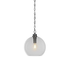 Toltec Lighting Kimbro 1 - Light Pendant in  Brushed Nickel with 11.75" Clear Bubble Shade - 1 of 1