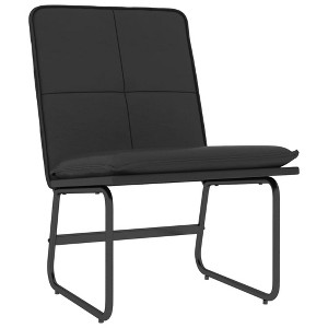 vidaXL Modern Lounge Chair, Durable Faux Leather Covering, Black, with Metal Frame, O-Shape Legs, Anti-Slip Protector, Upholstered Sloping Back - 1 of 4
