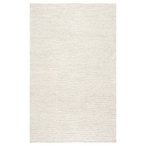 nuLOOM 100% Wool Hand Woven Chunky Woolen Cable Accent Rug - White (3