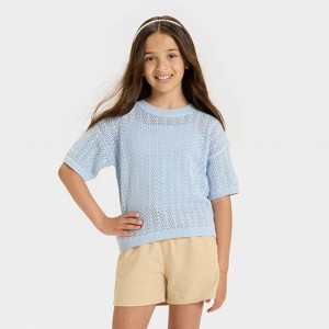 Girls' Short Sleeve Pullover Sweater - Cat & Jack™ - 1 of 3