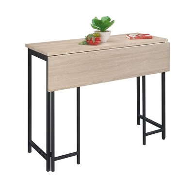 Charter Oak & Black Metal Counter Height Extendable Dining Table