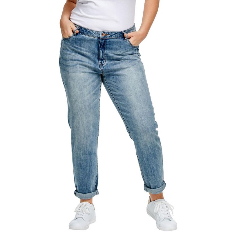 Ellos Comfortable Women's Plus Size Boyfriend Jeans Stretch Denim Mid-Rise, 1 of 2