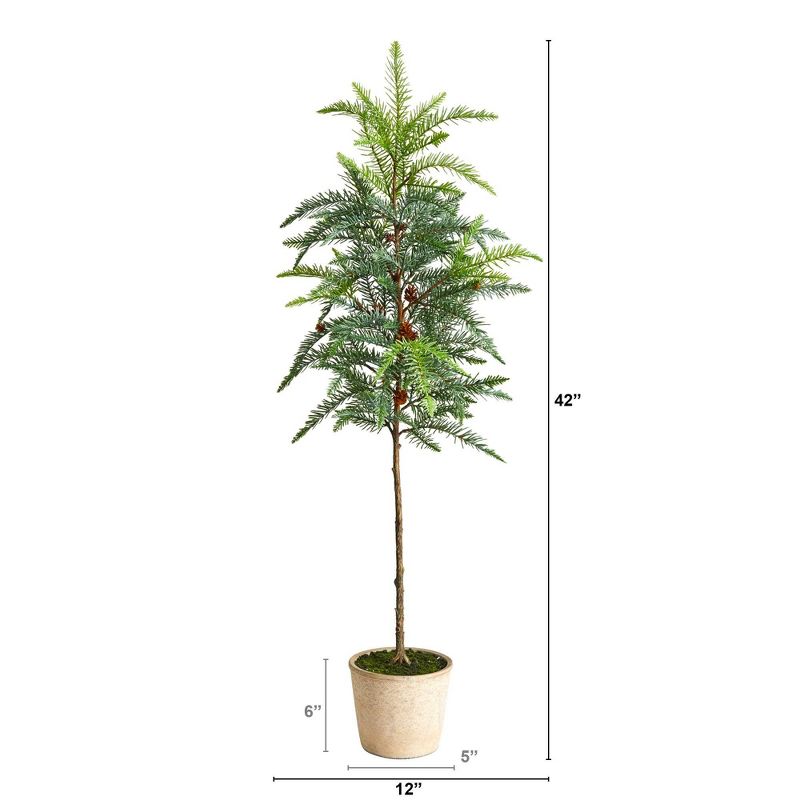 Nearly Natural 3.5-ft Winniepeg Artificial Pine Christmas Tree in Decorative Planter, 2 of 5