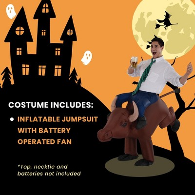 Brown Inflatable Bull Rider Costume with Blue Legs