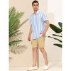 Lars Amadeus Men's Stripe Short Sleeved Color Block Button Down Beach Shirt 2 Packs - 4 of 4