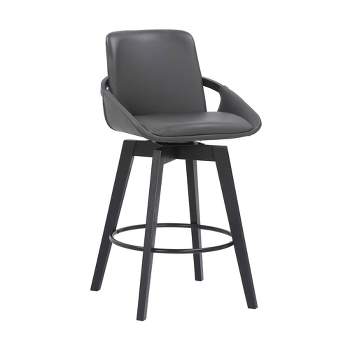 26" Baylor Faux Leather Wood Swivel Counter Barstool - Armen Living