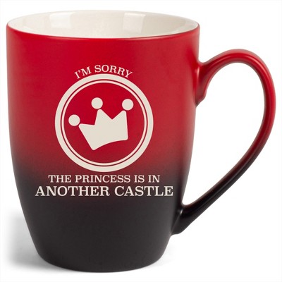 100 North Crown Design 10 Ounce Red and Black Two Toned Ombre, Comfortably Fits Your Hands, Ceramic Tea Coffee Cup Mug, I'm Sorry The Princess Is In