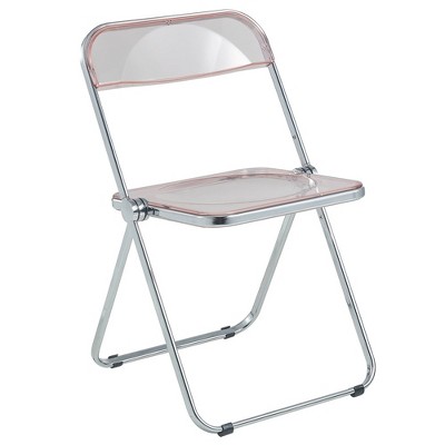 LeisureMod Lawrence Modern Acrylic Folding Dining Chair with Metal Frame, Compact and Lightweight Seating