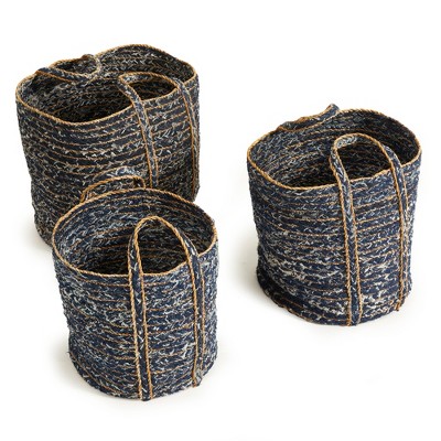 Plum & Post Denim Round Baskets, Set Of 3