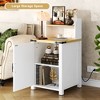 Gulches Antique White 0 Drawer 18 in W Nightstand with Charging Station Barn Door - 3 of 4