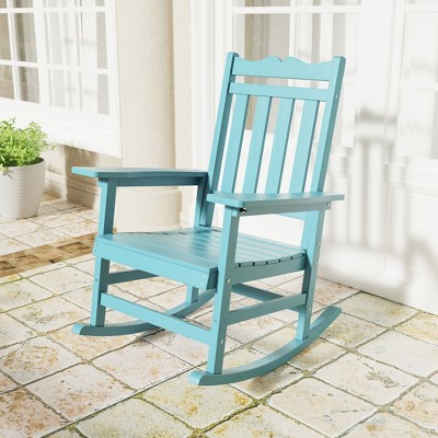 Sonkuki Patio Outdoor Adirondack Rocking Chair with Big Armrests, Weather Resistant, Easy Installation, Lawn and Backyard