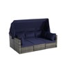 5-Piece Outdoor Patio Wicker Daybed Furniture Set with Retractable Canopy Storable Side Table and Soft Cushions - 3 of 4