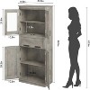67" Tall Bathroom Cabinet with 4 Doors &  Glass Drawer, Adjustable Shelves, Freestanding Organizer for Kitchen Living Room - 3 of 4