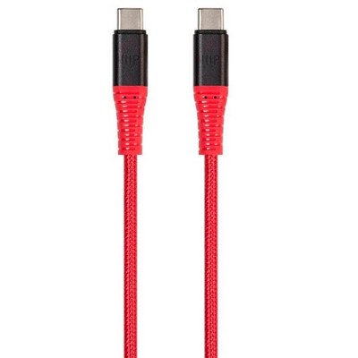 Monoprice Durable USB 2.0 Type-C Charge and Sync Kevlar Reinforced Nylon-Braid Cable - 10 Feet - Red | 5A/100W, Aluminum Connectors - AtlasFlex Series